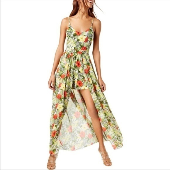 XOXO Spaghetti Strap Tropical Maxi Romper - Picture 4 of 7